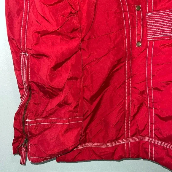 Zara Basic Women’s Red Raincoat Full Zip with Detachable Hoodie & Pockets, S